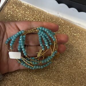Elegant Gold and Turquoise Beaded Necklace children
